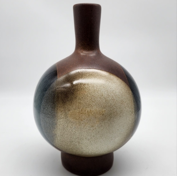 MCM Robert Maxwell "Full Moons" Blue White Eclipse Pottery Craft Vase / Decanter - Picture 4 of 8